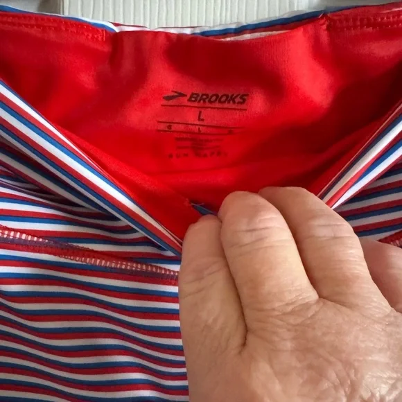 Brooks Red and Blue Striped Athletic Shorts - Picture 2 of 7